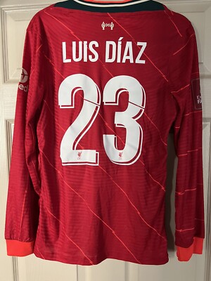 2021/22 Liverpool Authentic Home Jersey #23 Luis Diaz Medium Nike Vapor FA Cup