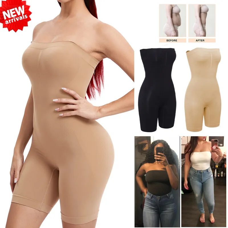 Womens Strapless Body Shaper Seamless Smoother Butt Lifter Tops Shorts  Shapewear