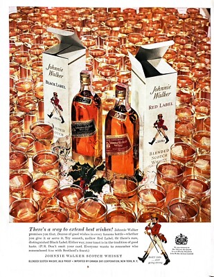 1958 JOHNNIE WALKER Genuine Vintage Print Advertisement Scotch Whiskey Whisky