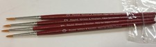 LOT OF 4 WINSOR NEWTON RED HANDLE WATERCOLOR BRUSHES ROUND 0, 1, 2, 3