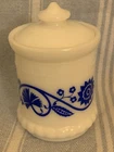Vintage Hazel Atlas Milk Glass Floral Blue Mustard