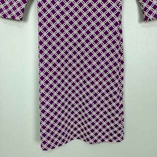 J. McLaughlin Catalina Knit Dress Women’s Size XS Faux Wrap Lattice Print Purple - Picture 5 of 8