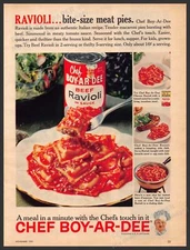 Chef Boy-ar-dee Ravioli 1960s Print Advertisement 1961 Bite-size