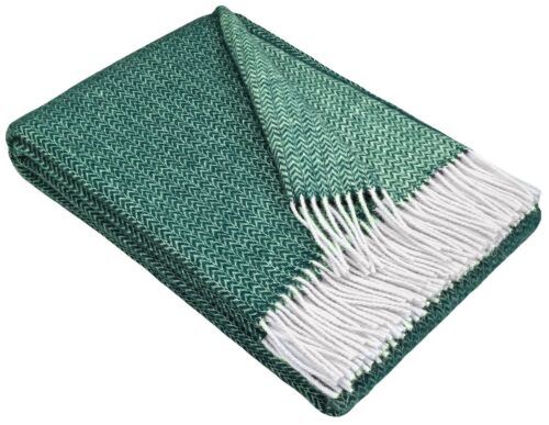 Wolldecke 100% Schurwolle Wohndecke Plaid Decke 140 x 200cm Tirol-K Grün - Bild 2 von 3