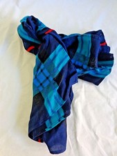 Vintage Fashion Scarf Navy Blue Plaid Green Red Purple 28" x 26" Polyester