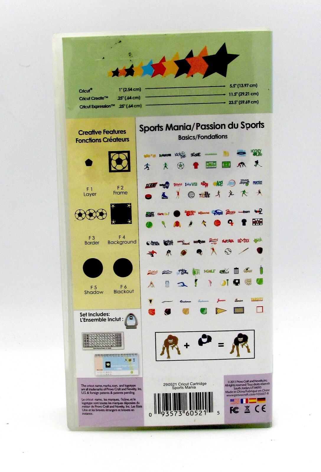 CRICUT Cartridge SPORTS MANIA Complete, Case, Book Overlay EU, Unlinked