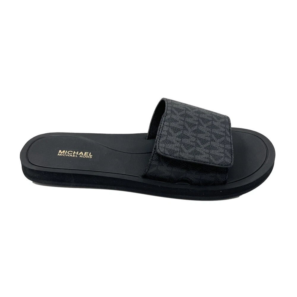 Michael Kors MK Signature Logo Print Wade Slide Black eBay
