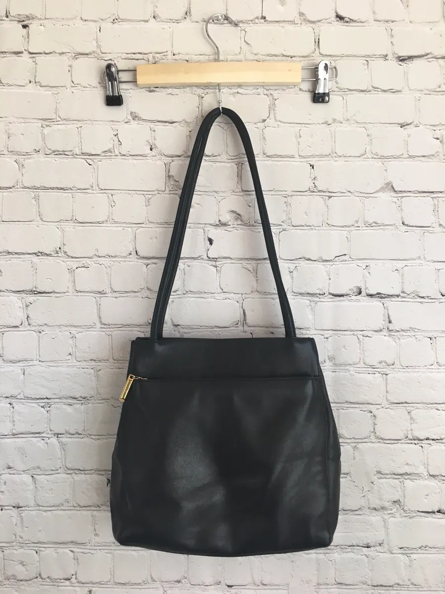Giani Bernini Lg Black Leather w/Gold Detail Satchel Purse Shoulder Bag  Handbag | eBay