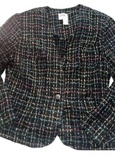 Vintage Retro Jbs Ltd 1980s Blazer Jacket Size 14 Uk Black Multi