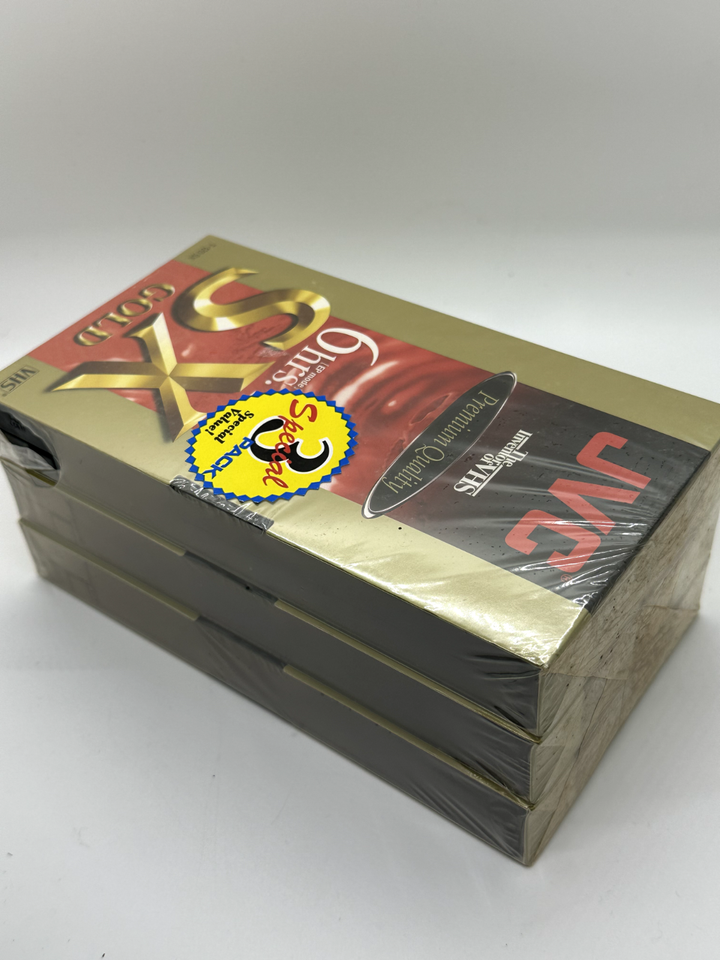 NEW VHS Blank Tapes JVC Model T120 SX GOLD 6 Hours EP Mode 3 Pack