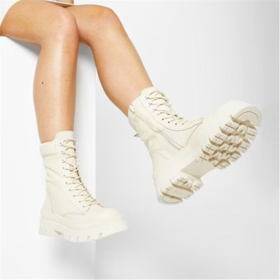 Damen Frauen Stiefeletten Größe UK 7 Steve Madden Fezza Leder Schnürung Reißverschluss Knochen
