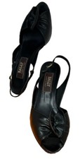 Bally Black Slingback Leather Shoes Size 8 1/2 M