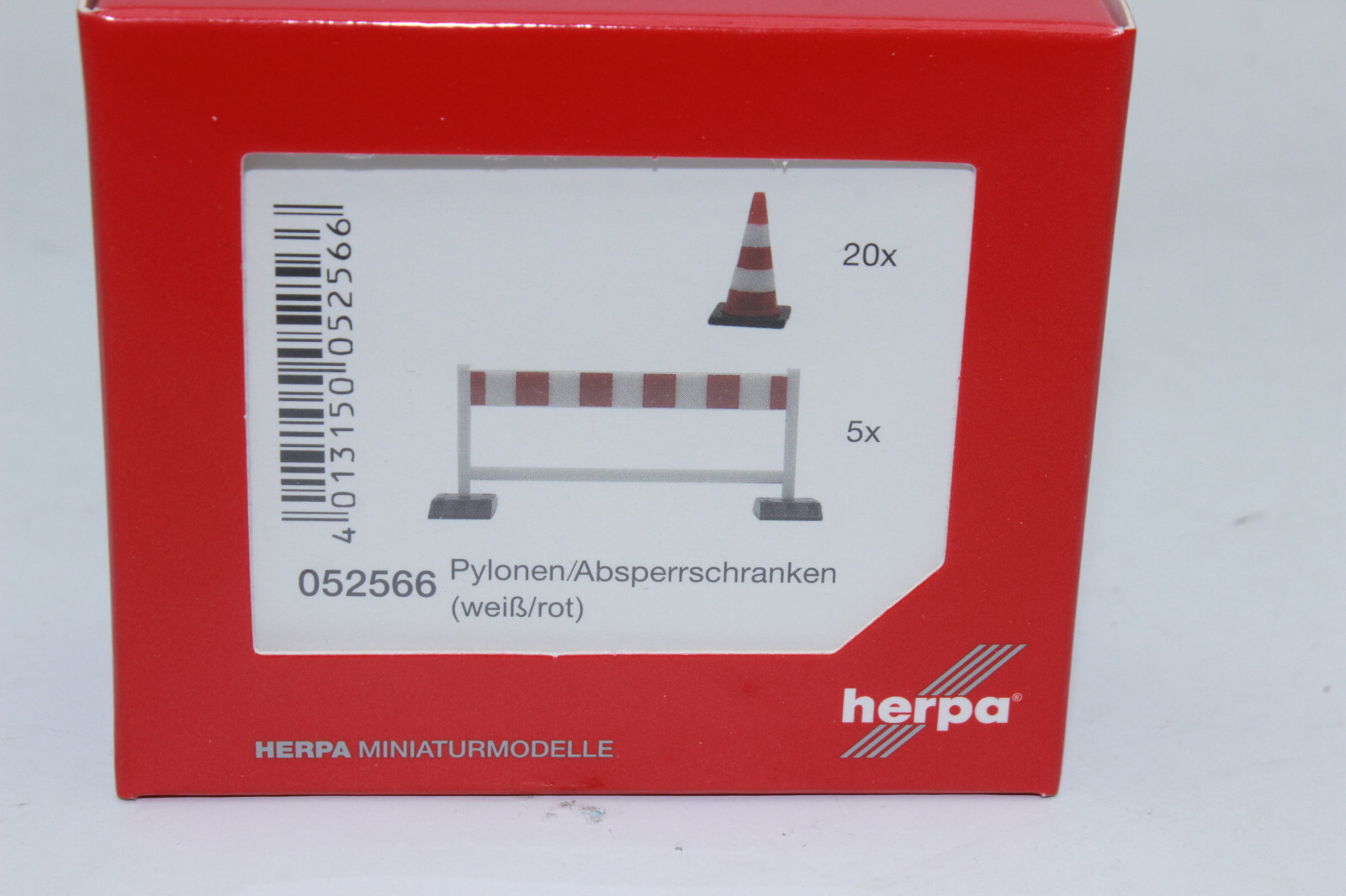 Herpa 052566 Accessories 20 X Cones 5 X Barriers White / Red 1:87 New OVP