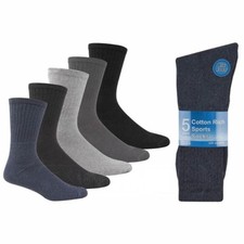 5/10 *Pairs* MEN'S Plain Big Size Cotton Rich Sport Socks With Elastane UK 12-14