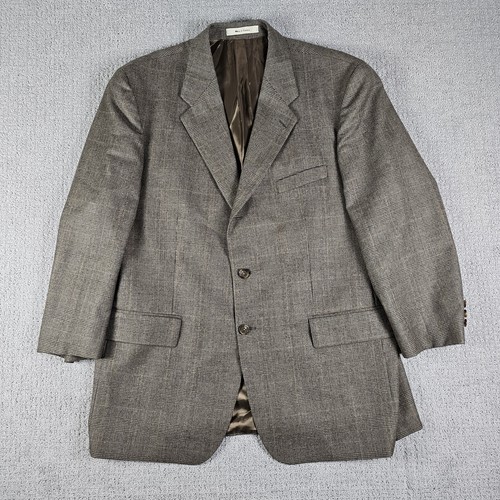 Chaps Ralph Lauren Suit Jacket Blazer Mens 46R Brown Checked Lord & Taylor Wool