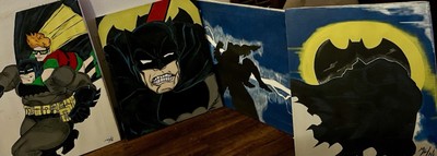 BATMAN  ORIGINAL ART GALLERY INTERIOR DECOR CANVAS BOARD w/FRAME