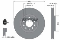 2X Textar 92118303 Bremsscheibe FüR Opel Vauxhall Saab Cadillac Chevrolet