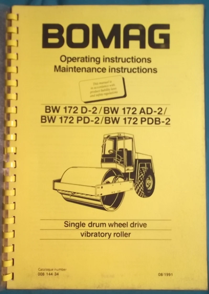 BOMAG Heavy Equipment Manuals for Compactor & Asphalt Roller for
