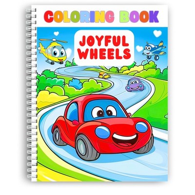Coloring Pages, Coloring Book - Joyful Wheels for , Spiral Bound, Suitable fo...