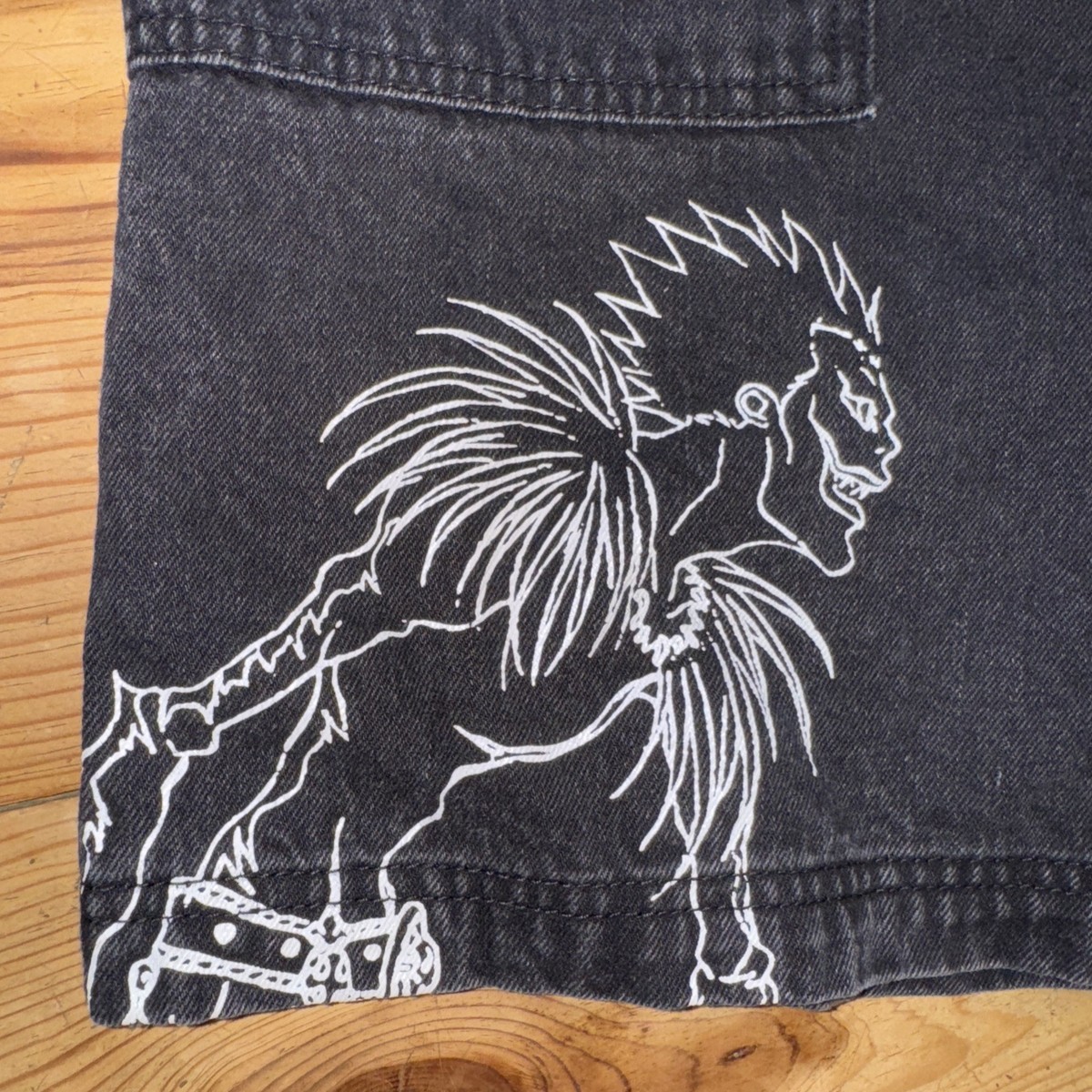 Death Note Ryuk Suspender Jorts Shorts Black Demin Hot Topic No Sz