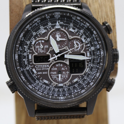 Citizen Navihawk A.T Eco-Drive 46mm Black Chrono Watch JY8035-04E