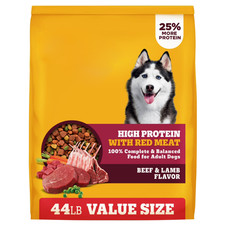 High Protein Adult Dry Dog Food Beef & Lamb Flavor 44 lb Large Bag 0.91 per pound