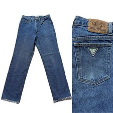 VTG 90s Guess By Marciano Logo Pocket Straight Leg Crop Jeans 29 Made in USA