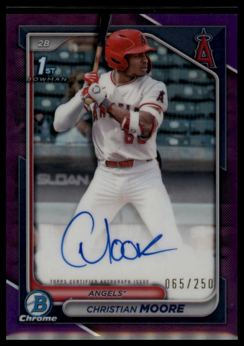 2024 Bowman Draft #CPA-CM Christian Moore Chrome Prospect Auto Purple /250