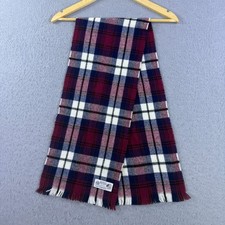 Murray Brothers Unisex Scottish Lambswool Scarf Burgundy Navy Tartan Plaid 48x10