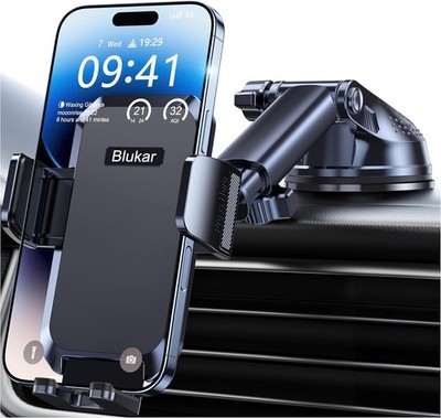 Blukar Car Phone Holder Upgrade Suction Cup Mount for Dashboard&Windshield, 360°