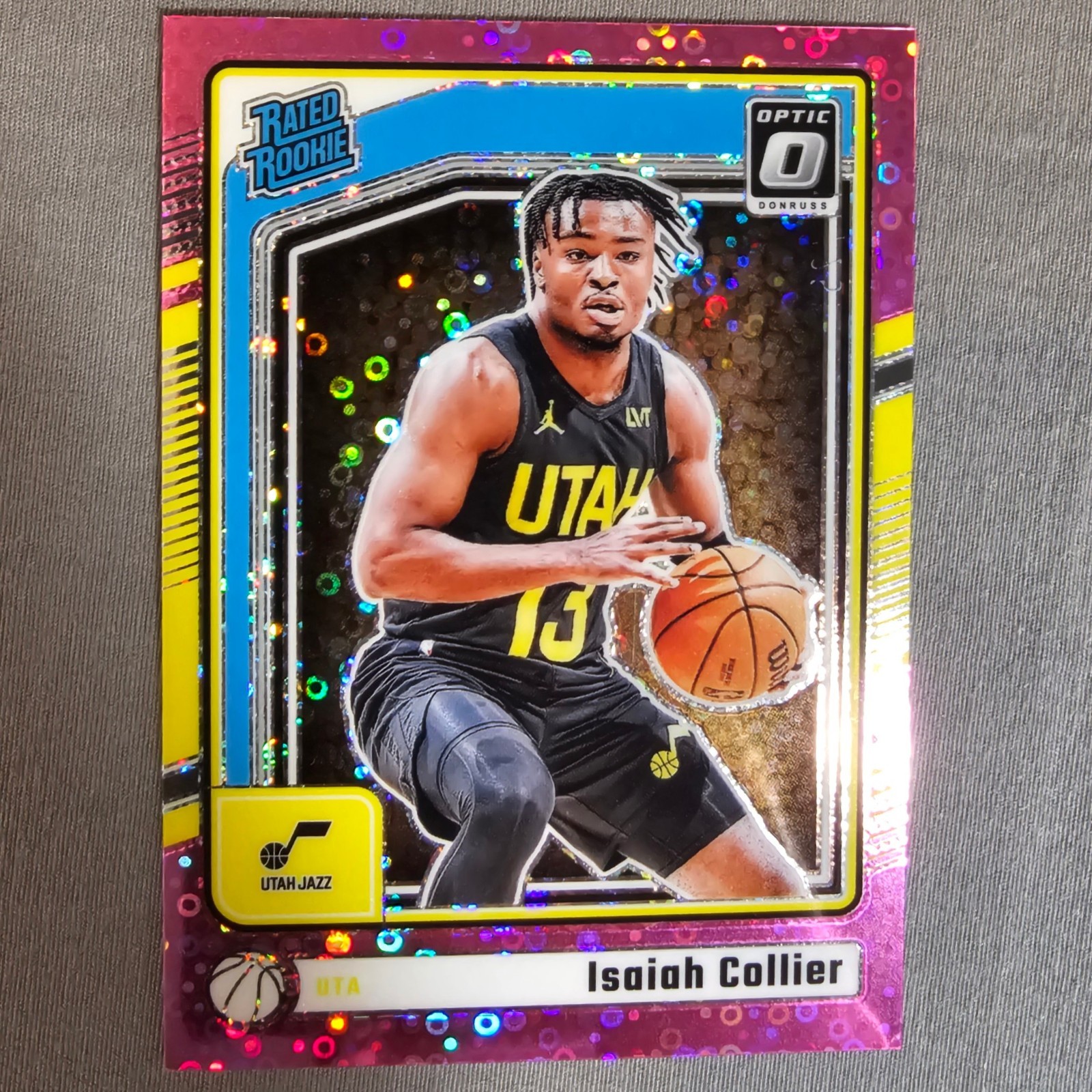 Isaiah Collier 2024-25 Donruss Optic /25 Rated Rookie Pink Disco RC Jazz #295