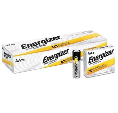 24 Energizer Industrial AA Alkaline Batteries (EN91, LR6)