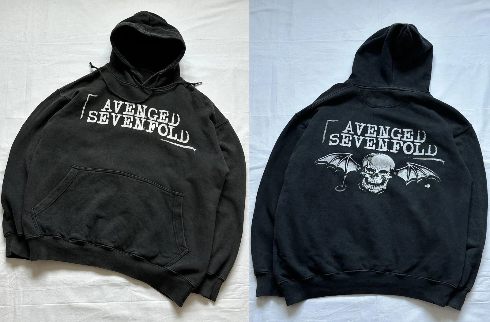 Avenged Sevenfold Cropped Faded Skull Print Hoodie Size S-5XL