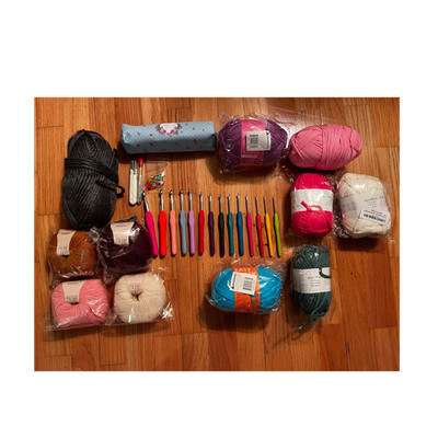 Crochet Kit with Yarn, Hooks, & Storage Pouch