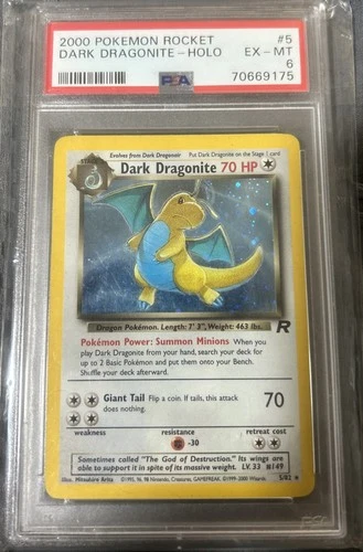 New Listing2000 POKEMON ROCKET DARK DRAGONITE - HOLO #5 PSA 6  EX - MT  Card number 5/82