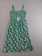 Market & Spruce Women Dress L Multicolor Floral Square Neck Front Split Summer