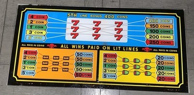 A7 1980s RETIRED SLOT MACHINE PLEXI-GLASS COLLECTIBLE MAN CAVE BARS 7 s FRUIT