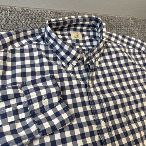 J.Crew, J.Crew Mens L Secret Wash Long Sleeve Shirt in Vintage Navy Gingham Check Preppy