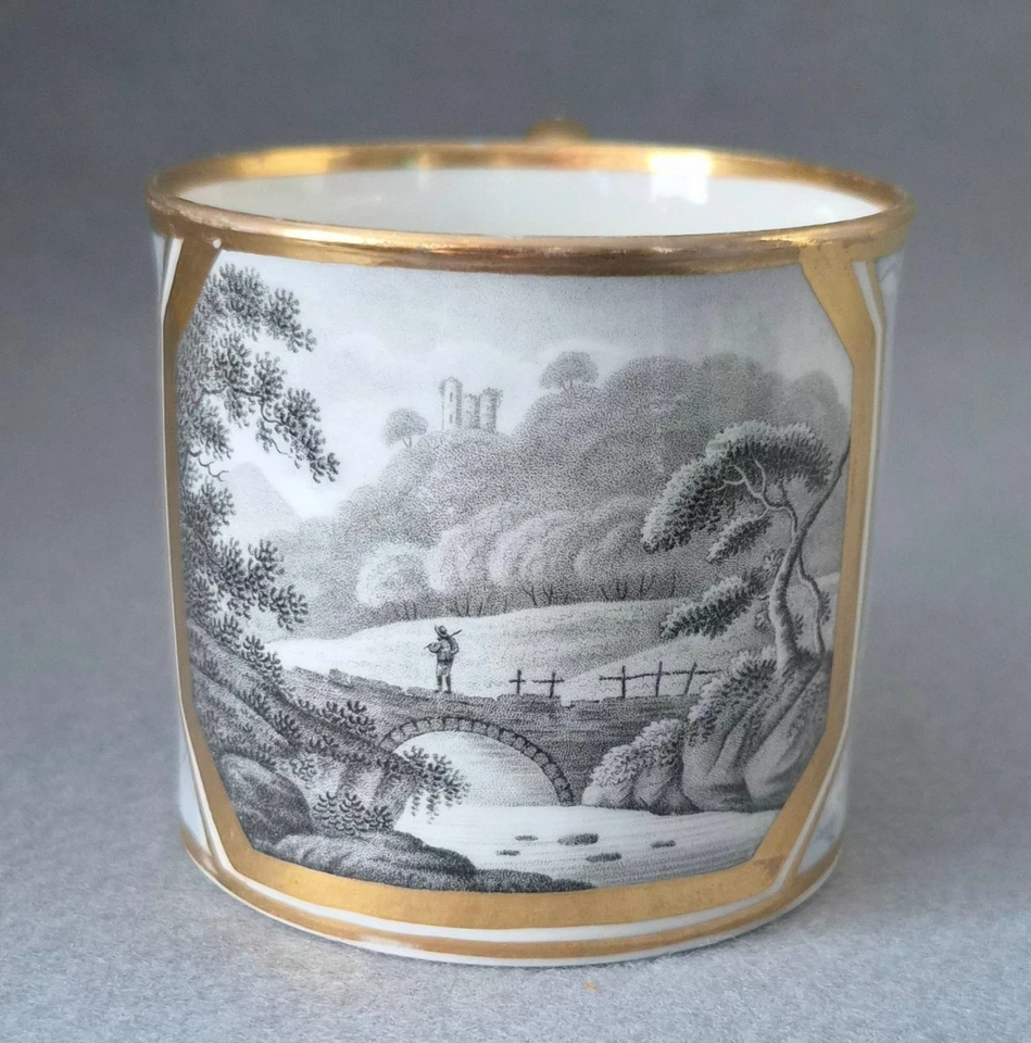 WORCESTER BAT PRINTED COUNTRY SCENES COFFEE CAN 1804-13 LORD FLIGHT COLLECTION - Image 1 of 4