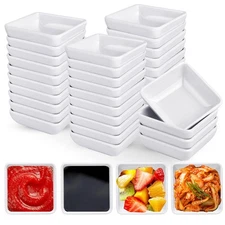 50 PCS Melamine Dipping Bowls Set, 3 Oz White Dipping Sauce Dishes, Mini Cond...