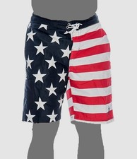 U.S. Polo Assn. Men's Blue American Flag Printed Swim Shorts Swimwear Size XXL