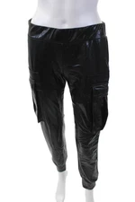 Norma Kamali Womens Textured Elastic Waistband Lined Skinny Pants Black Size XS