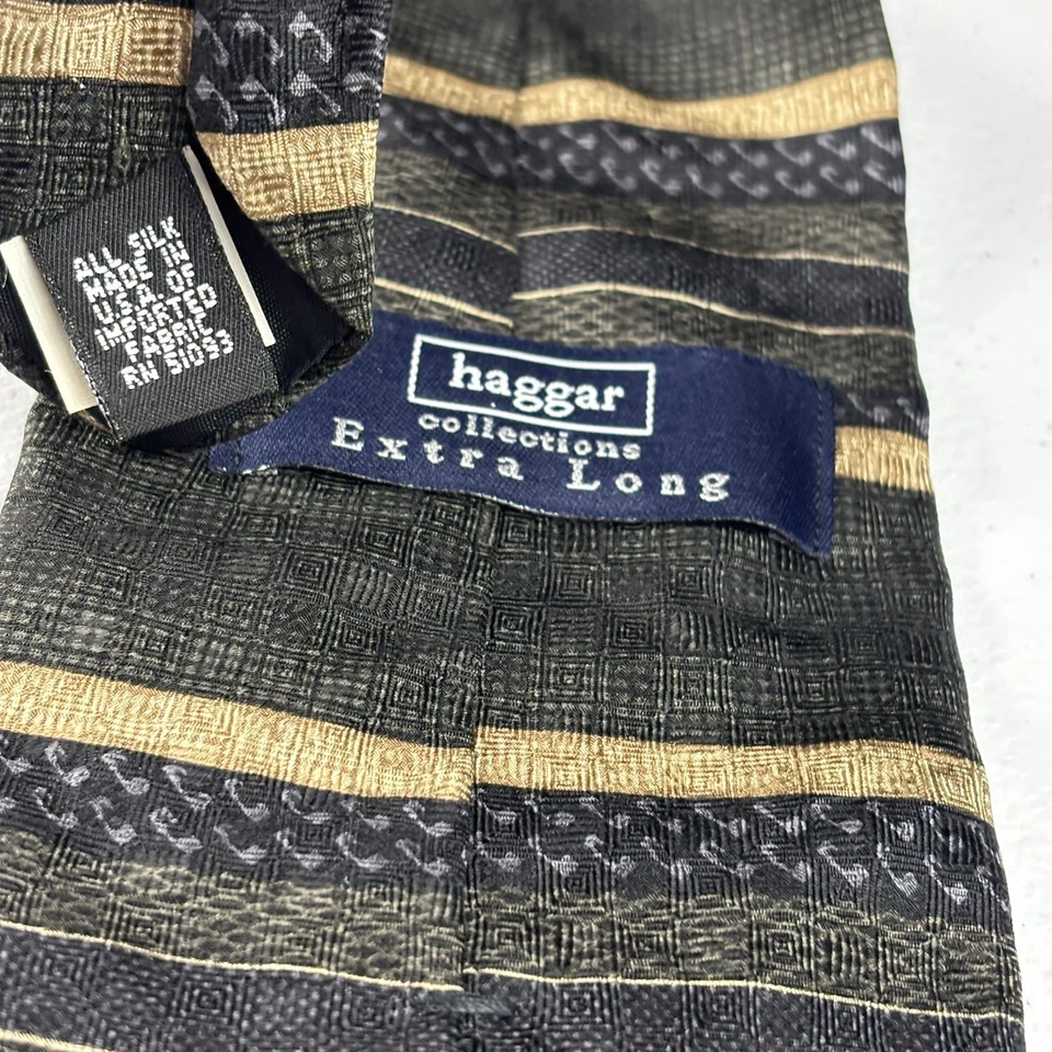 Corbata de seda extra larga Haggar Collections multicolor azteca occidental a rayas 62" Foto 3 de 4