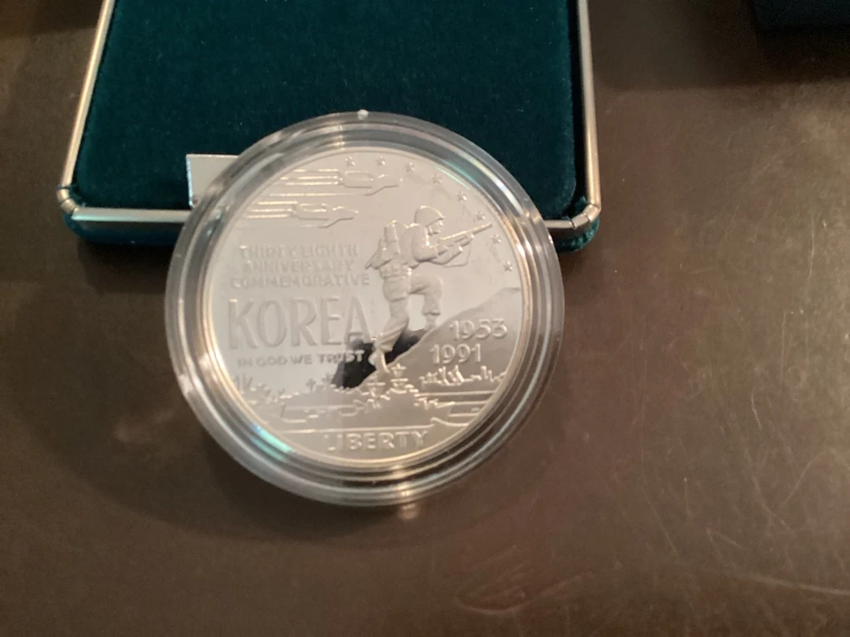 1991 US Mint Korean War Memorial Commemorative Proof Silver Dollar Coin OGP COA - Image 2 of 3