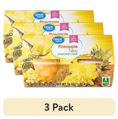 (3 pack) Pineapple Tidbits, 4 oz, 4 Count