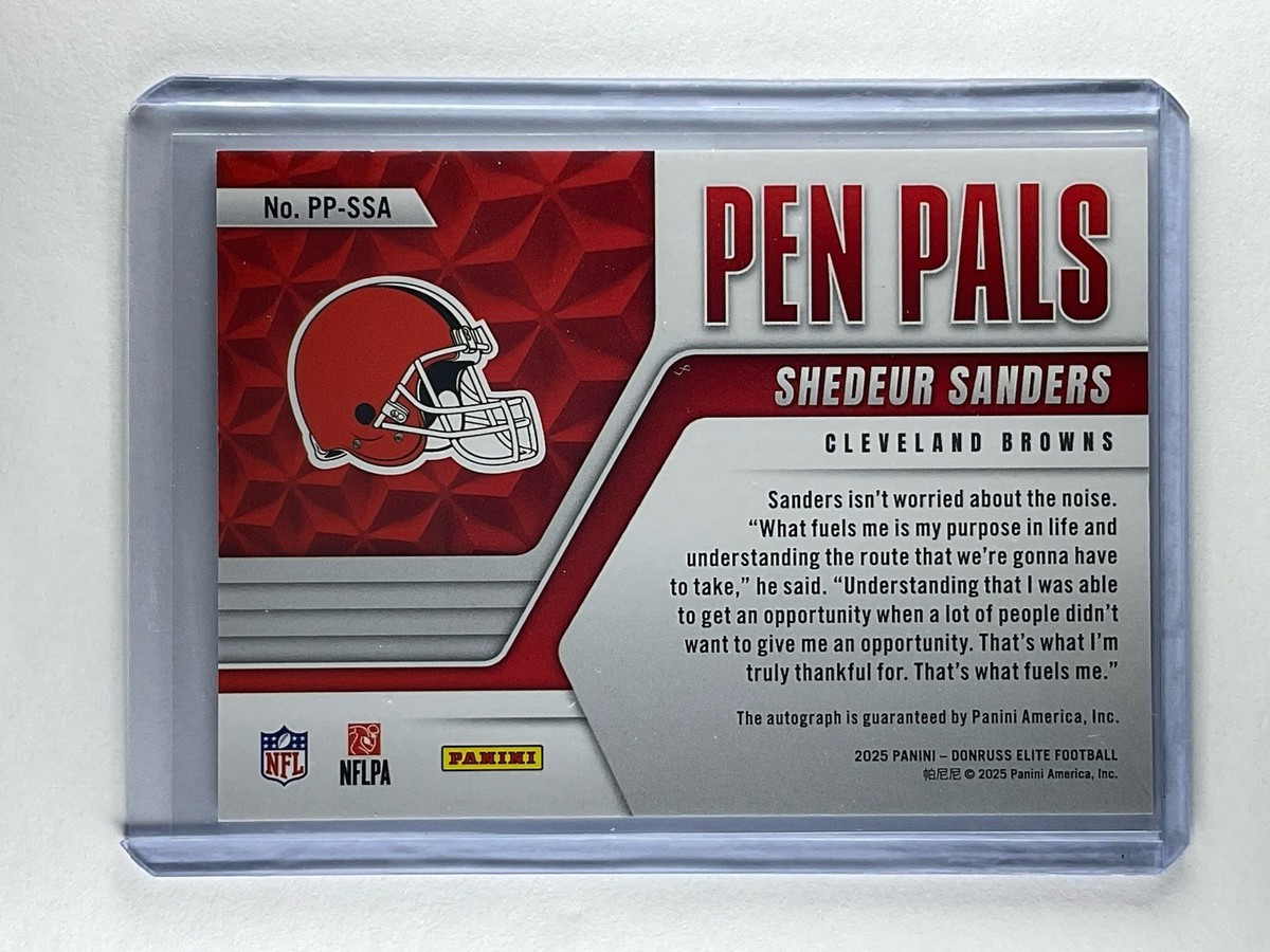 SHEDEUR SANDERS 2025 Donruss Elite PP-SSA Pen Pals Auto RC