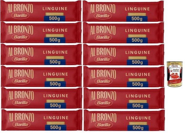 Barilla Al Bronzo Linguine 12X500G Bronze Hartweizengrieß Vorrat +Polpa-image