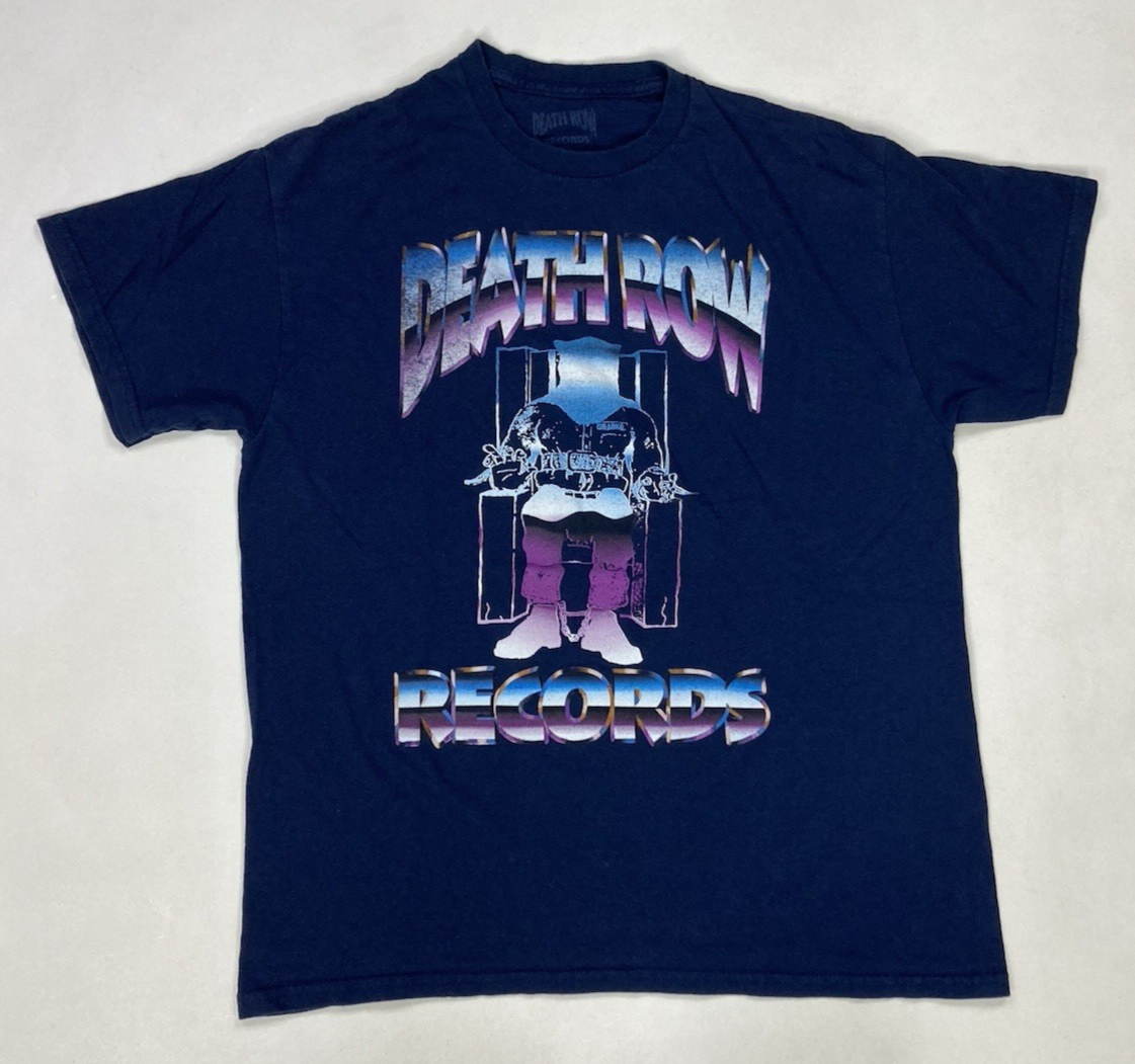 FILA T shirt grafica Death Row Records uomo grande blu manica corta musica