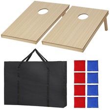 3 x 2' Wooden Cornhole Bean Bag Toss Game Set Foldable W/ Carry Case 8 Bean Bags