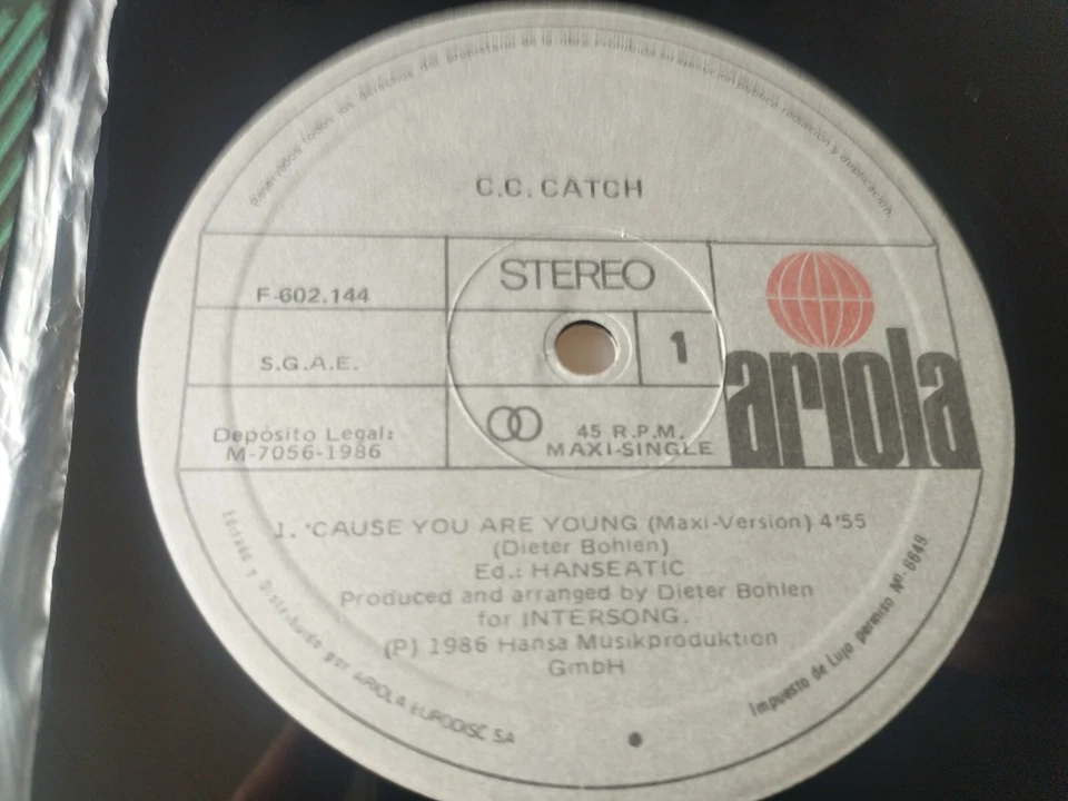 C.C.Catch Cause You Are Young 1986 Ariola F-602144 - Maxi LP vinyl 12 " VG/VG - Image 2 of 4